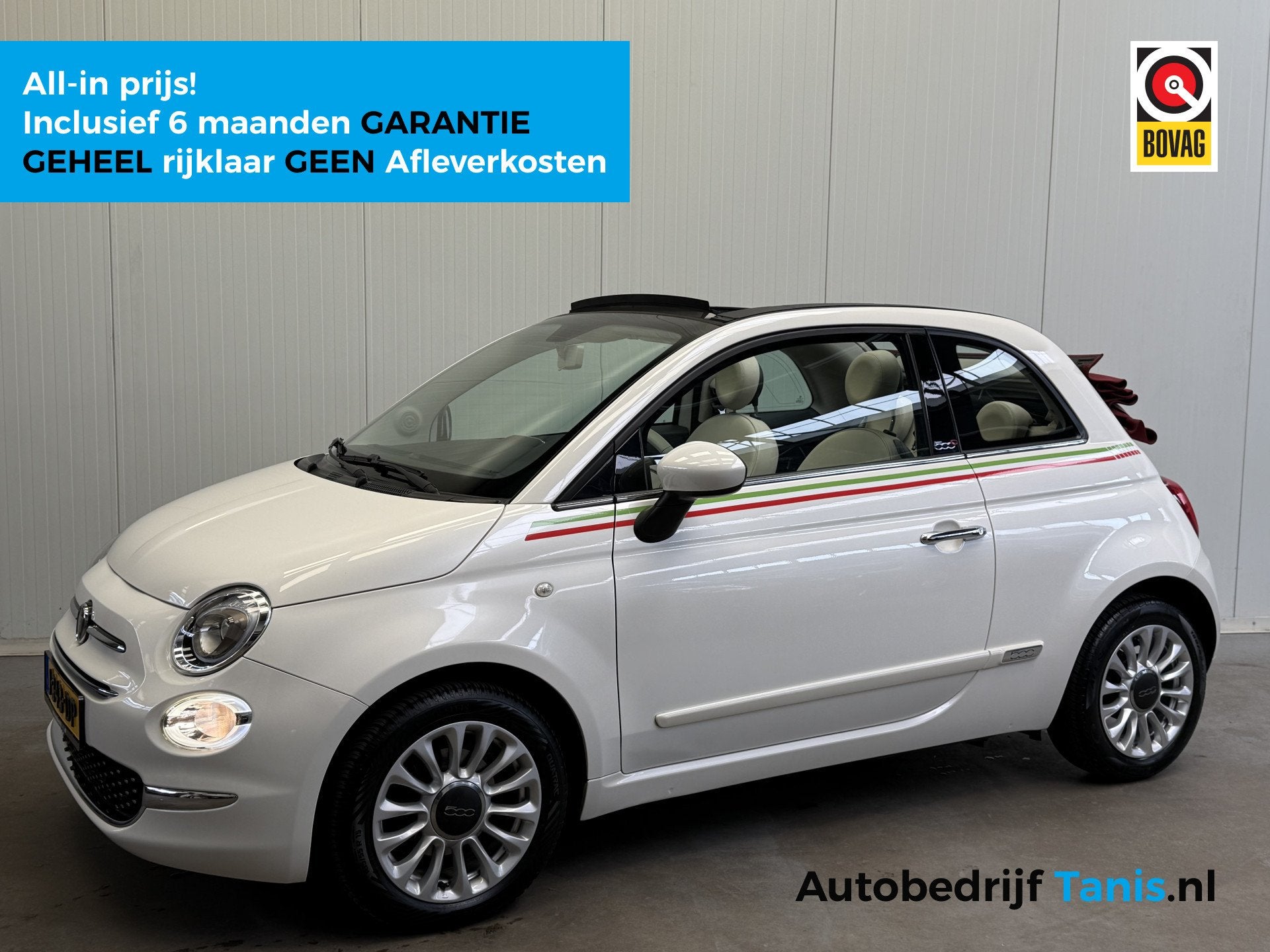Fiat 500C 0.9 TwinAir Lounge AIRCO-RADIO/CD-LMV-CABRIOLET, Auto's, Dealer onderhouden, Gebruikt, Wit, Bedrijf