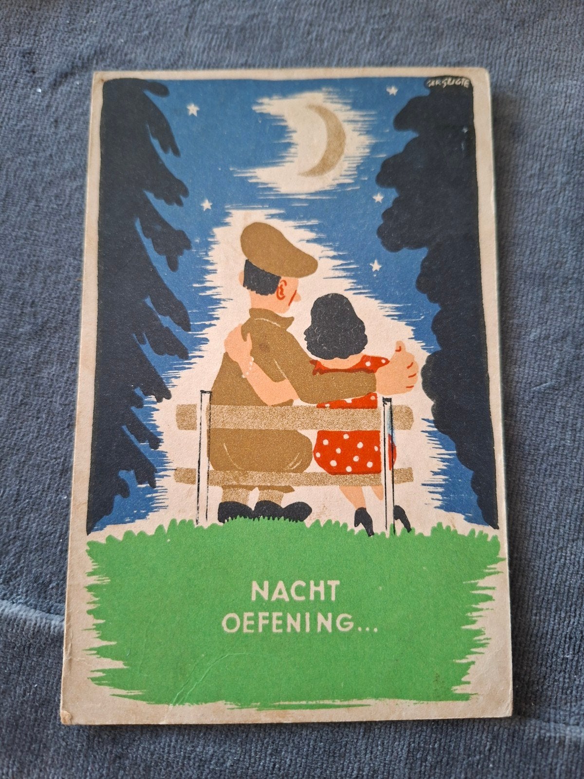 Ger Sligte, Militair humor,  Nacht oefening ...., Verzamelen, Verzenden, 1940 tot 1960, Gelopen, Overige thema's