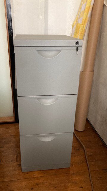 Archiefkast Ikea; 3 lades met hangmappen; grijs metaal, Ophalen, Minder dan 50 cm, Gebruikt, 100 tot 150 cm