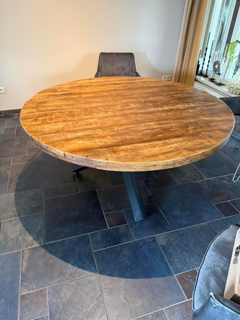 Ronde eettafel, Huis en Inrichting, Tafels | Eettafels, Ophalen, Gebruikt, Rond, Vijf personen of meer