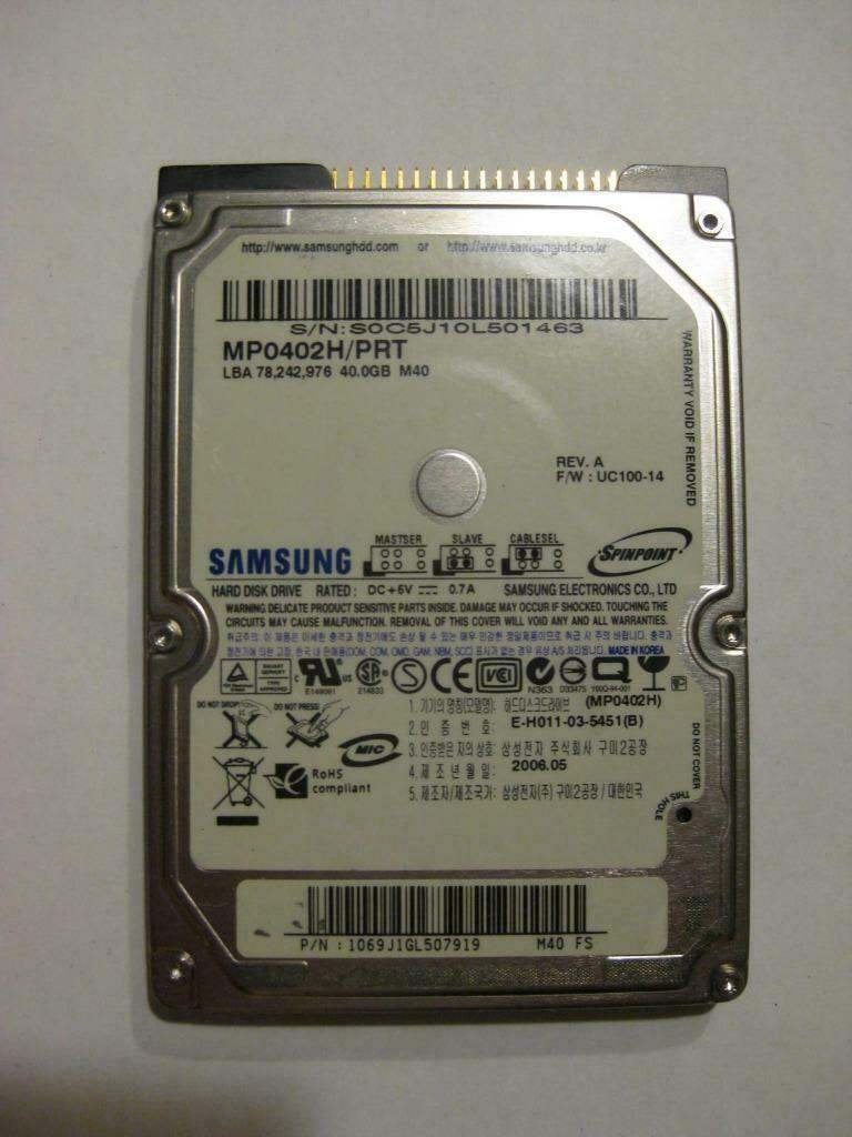 Nieuw Samsung 40GB 5400rpm 2,5" IDE laptop harddisk, Intern, HDD, Ophalen of Verzenden, Zo goed als nieuw