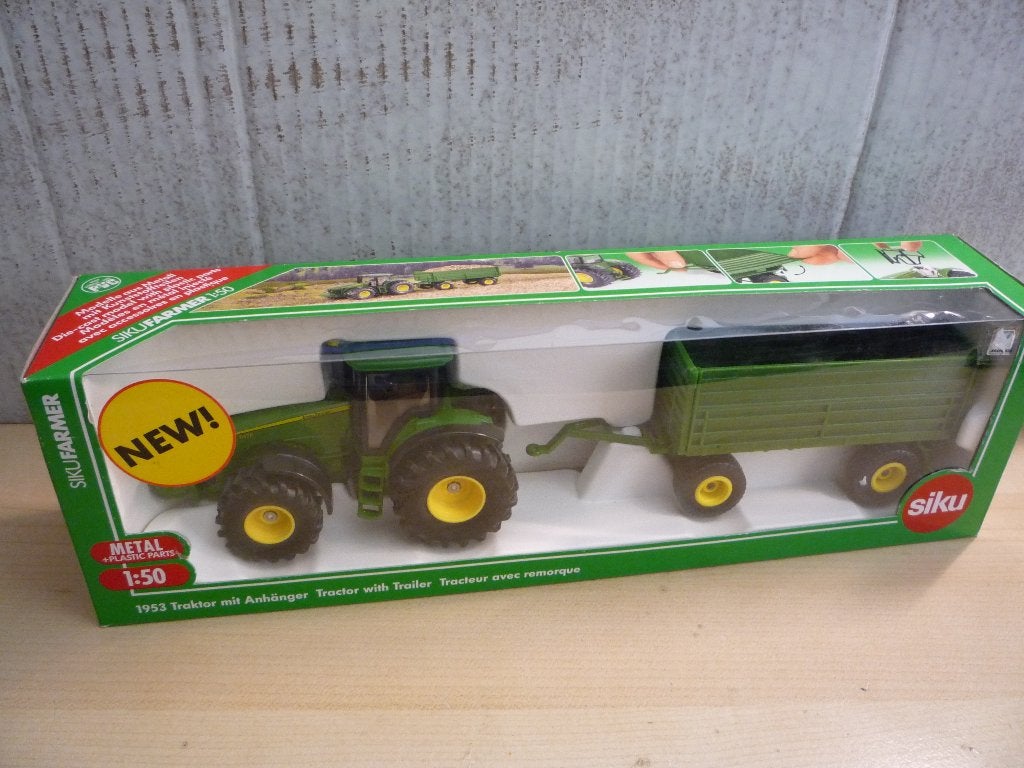 John Deere 8430 Tractor met trailer Siku set 1953 1:50, Hobby en Vrije tijd, Ophalen of Verzenden, Nieuw, Hijskraan, Tractor of Landbouw