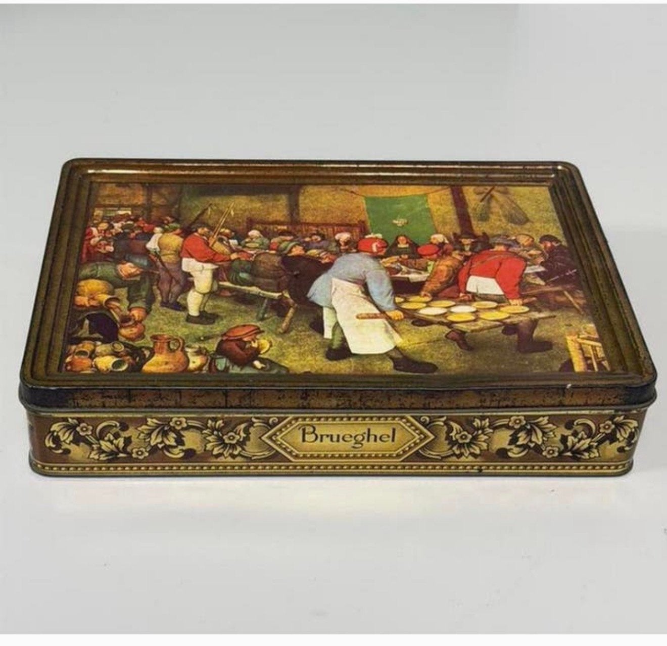 Vintage De Gruyter blikken trommel Brueghel 1953 antiek blik, Ophalen of Verzenden, Zo goed als nieuw, Overige