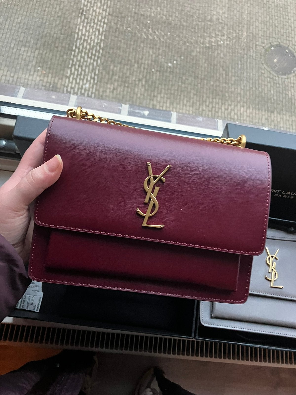 Yves Saint Laurent YSL burgundy bordeaux Sunset bag tas, Ophalen of Verzenden, Nieuw, Rood, Leer