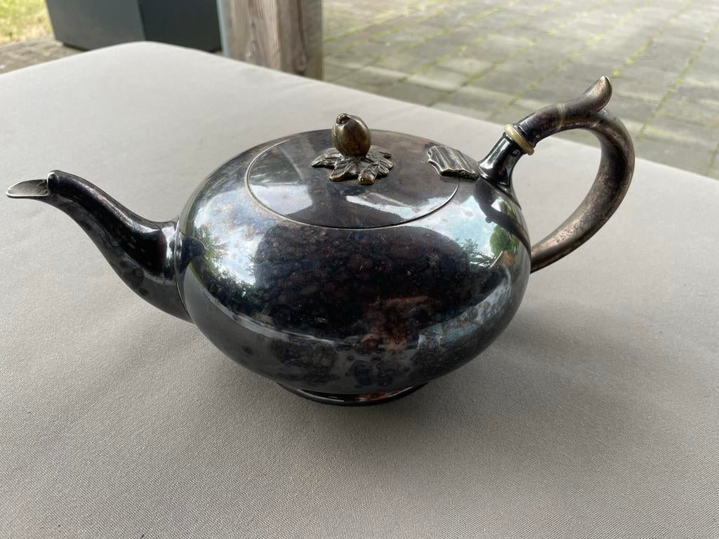 Antieke verzilverde theepot - 150 cl, Ophalen of Verzenden, Zilver