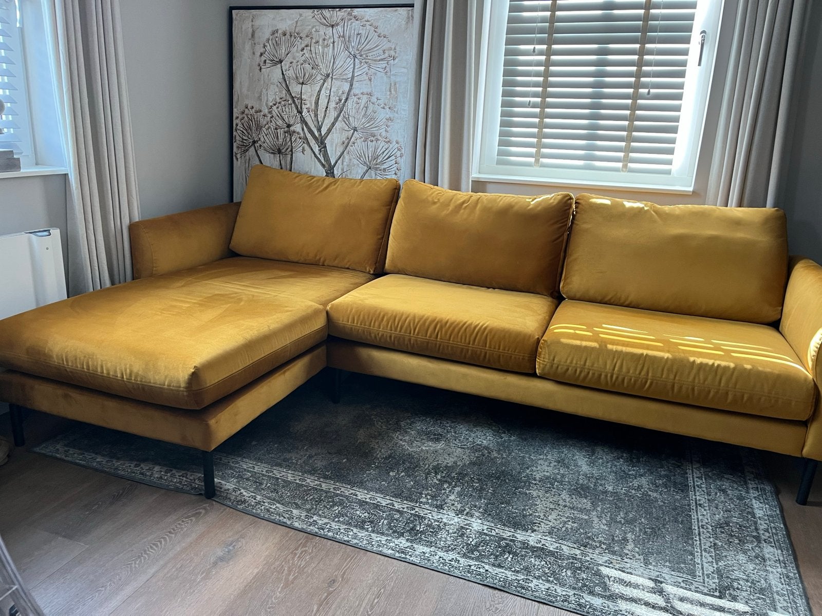 Gele Hoekbank - Comfortabel en Stijlvol, Huis en Inrichting, Banken | Bankstellen, Ophalen, 250 tot 300 cm, Gebruikt, 100 tot 125 cm