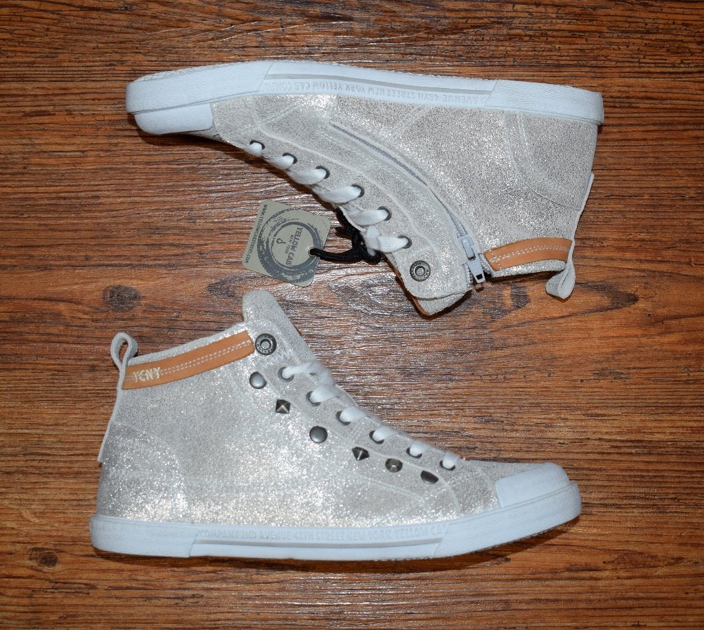 YELLOW CAB - halfhoge leren sneakers Boogie Silver - maat 40, Kleding | Dames, Overige kleuren, Nieuw, Ophalen of Verzenden, Yellow Cab