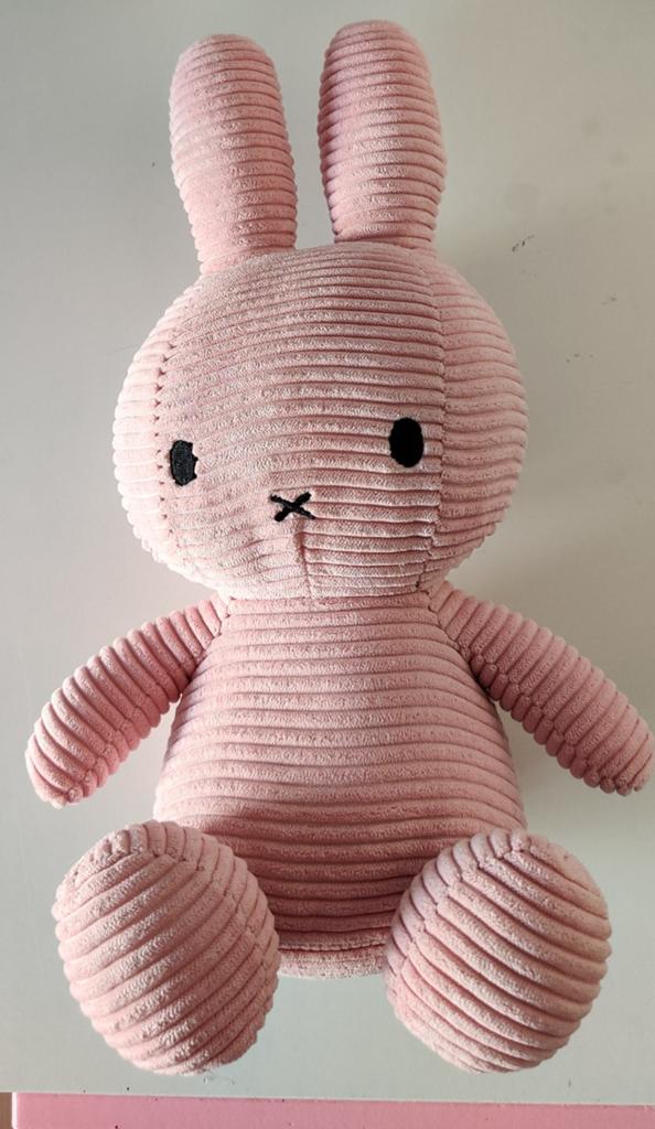 Nijntje roze corduroy 35cm hoog., Konijn, Nijntje, Ophalen of Verzenden, Middelgroot (20 tot 80 cm)