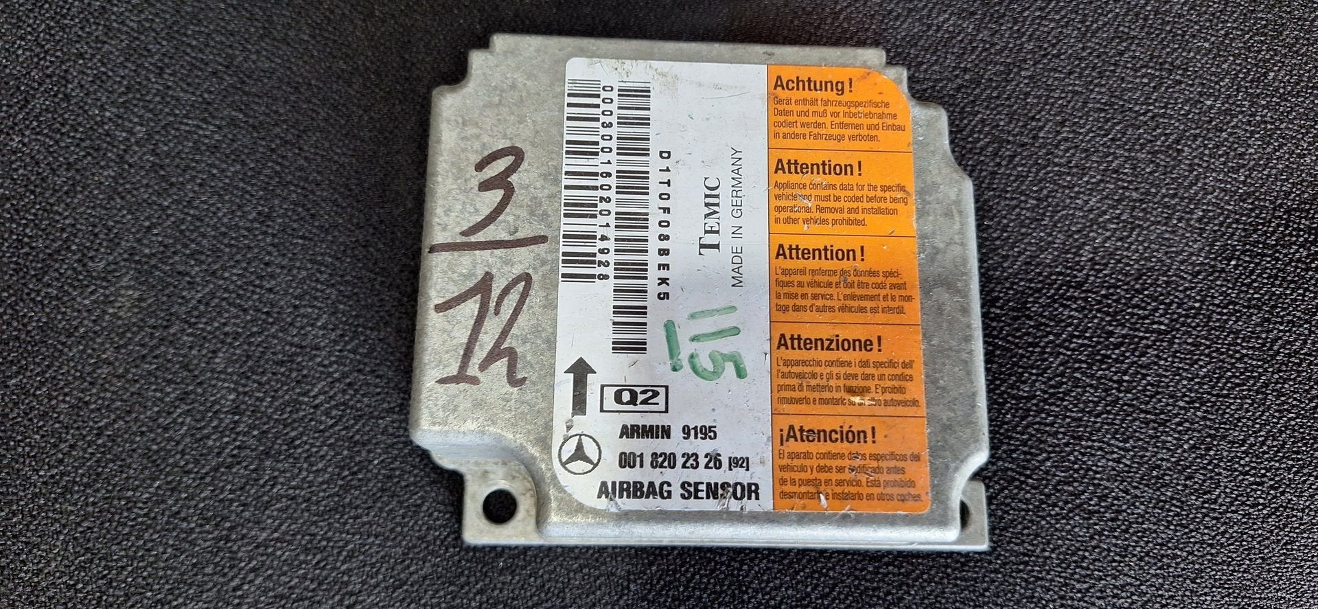 Originele Airbag Stuurmodule Sensor Mercedes TEMIC - 0018202, Gebruikt, -, Ophalen of Verzenden, -
