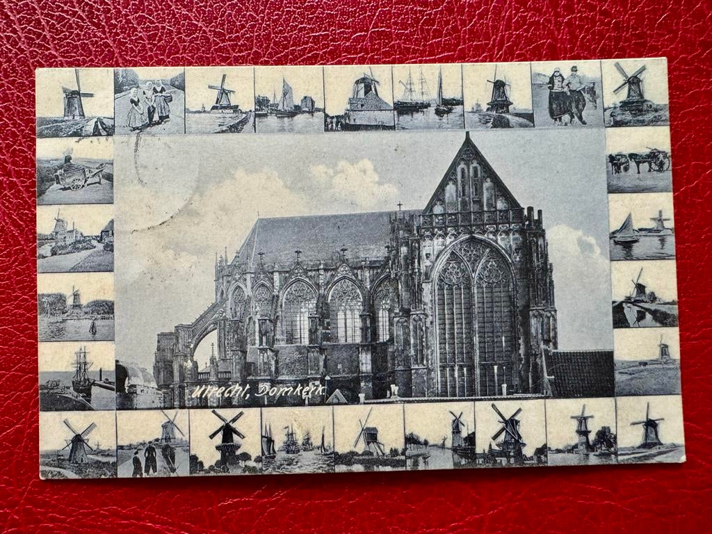Oude Ansichtkaart Utrecht Domkerk met Molens, Ophalen of Verzenden, Voor 1920, Gelopen, Utrecht