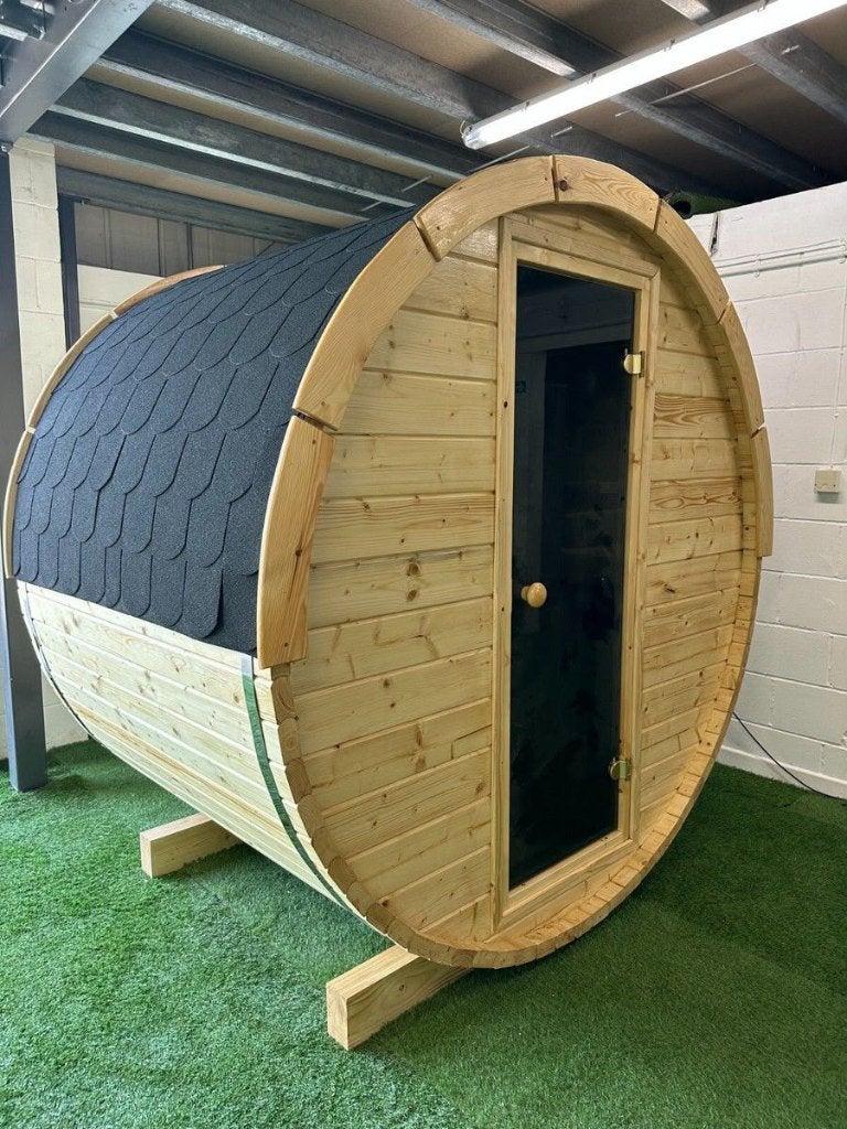 Luxe Barrel Sauna met Harvia 6 kW Kachel - 9 maanden oud, Sport en Fitness, Sauna, Ophalen of Verzenden, Zo goed als nieuw, Fins of Traditioneel