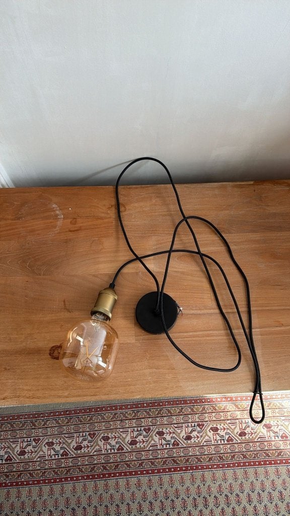 Hanglamp zwart goud bol, Huis en Inrichting, Lampen | Hanglampen, Ophalen, Vintage, Industrieel, Modern, E27 (groot), Zo goed als nieuw