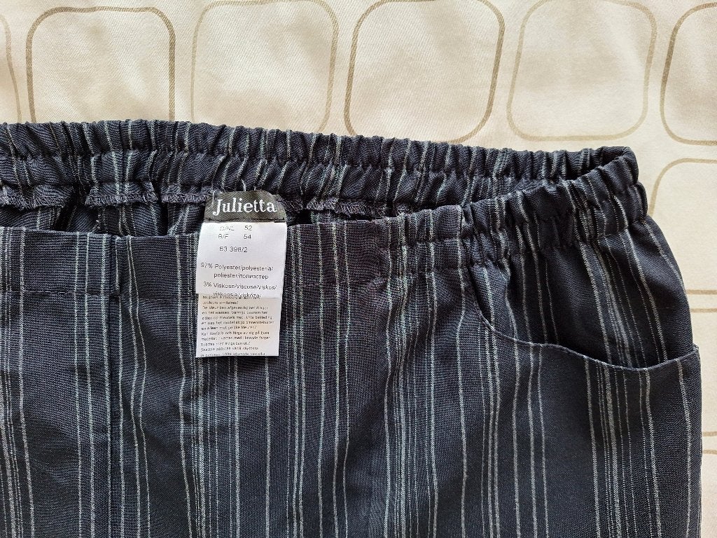 Nieuw blauwe broek grijze streep - elastiek in taille -Mt 52, Kleding | Dames, Grote Maten, Ophalen of Verzenden, Nieuw, Blauw