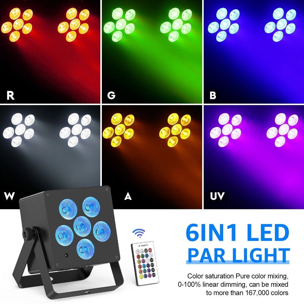 DJLicht 50W vierkante RGBWAUV accu ledpar met afstandsbedien, Geluidgestuurd, ., Nieuw, Ophalen of Verzenden