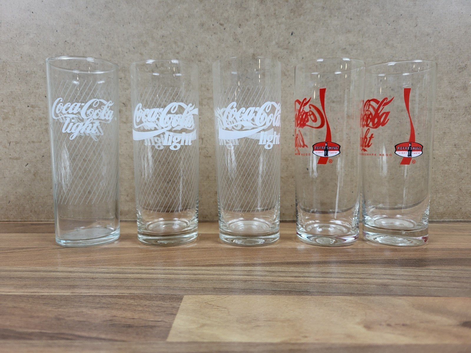 Set van 5 Coca-Cola Light glazen, Ophalen of Verzenden, Gebruikt