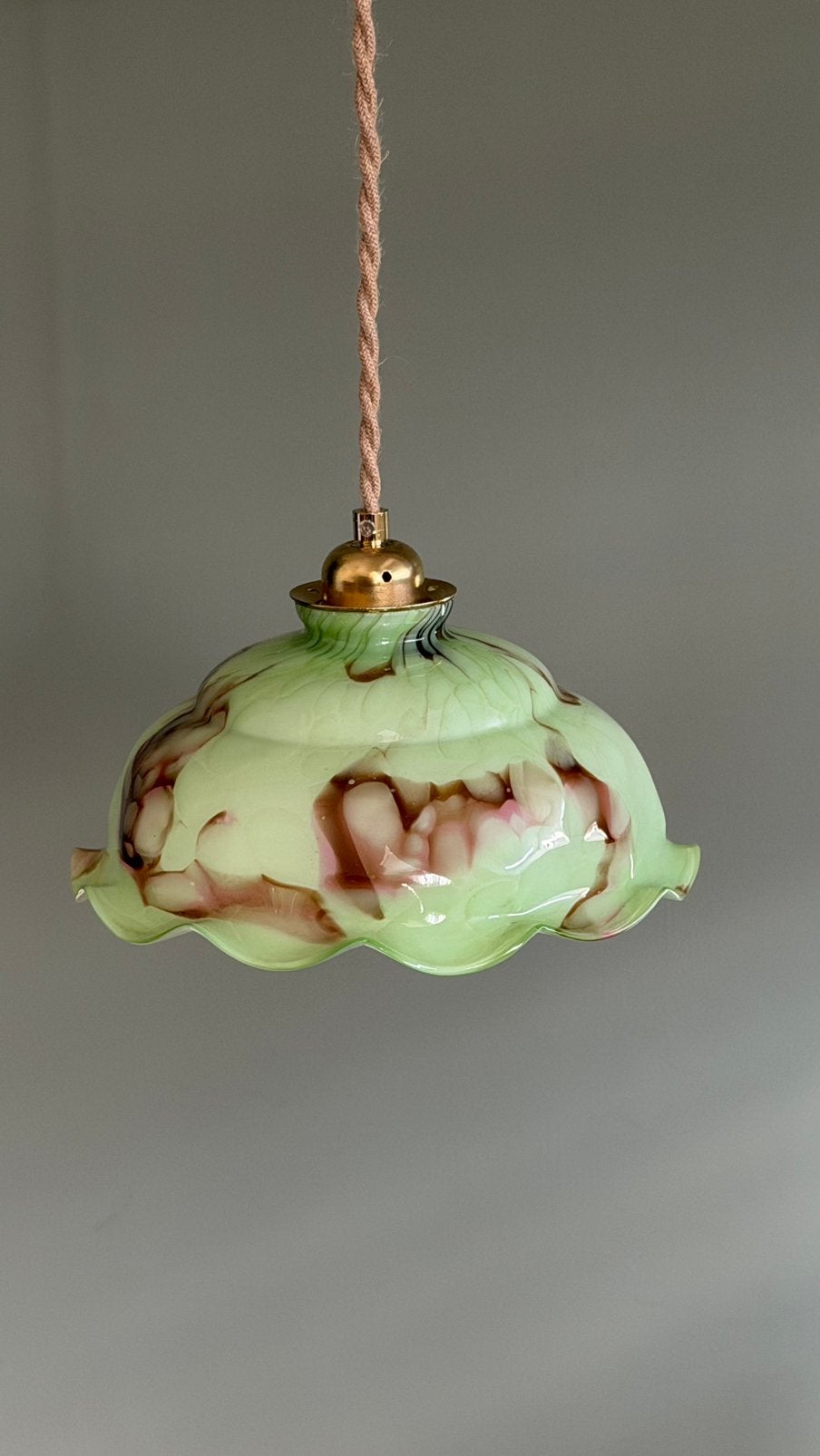 Vintage Franse art deco lamp hanglamp  ‘30, Gebruikt, Glas, Frans, art deco, E27 (groot)