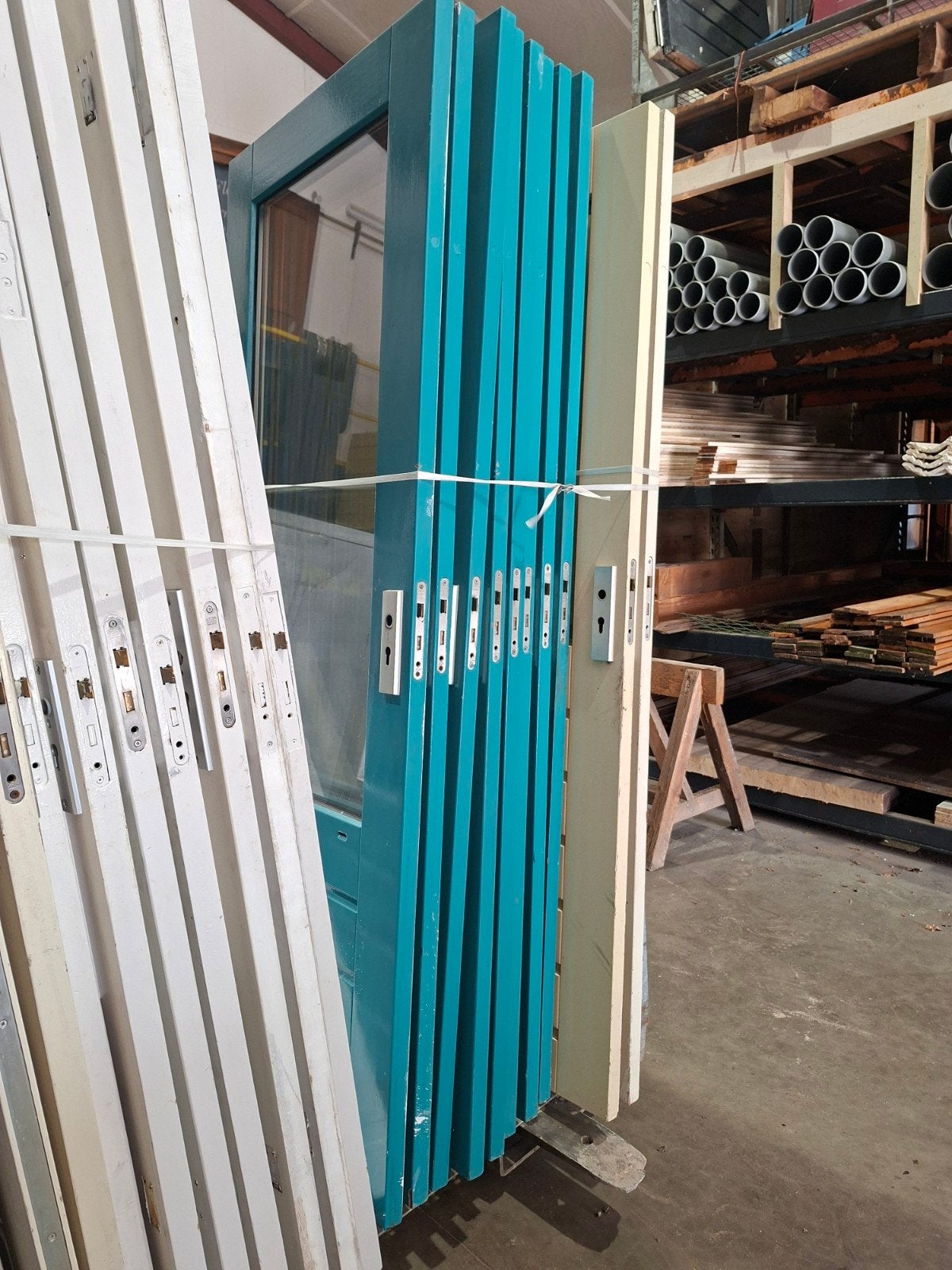 Achterdeuren, Plaatdeuren, Voordeuren, Deurkozijn, Zo goed als nieuw, 150 tot 225 cm, Inclusief glas