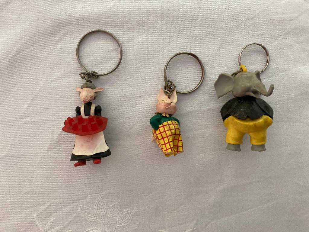Vintage sleutelhangers geit varken en olifant set 3 stuks!, Ophalen of Verzenden, Gebruikt, Dier of Natuur