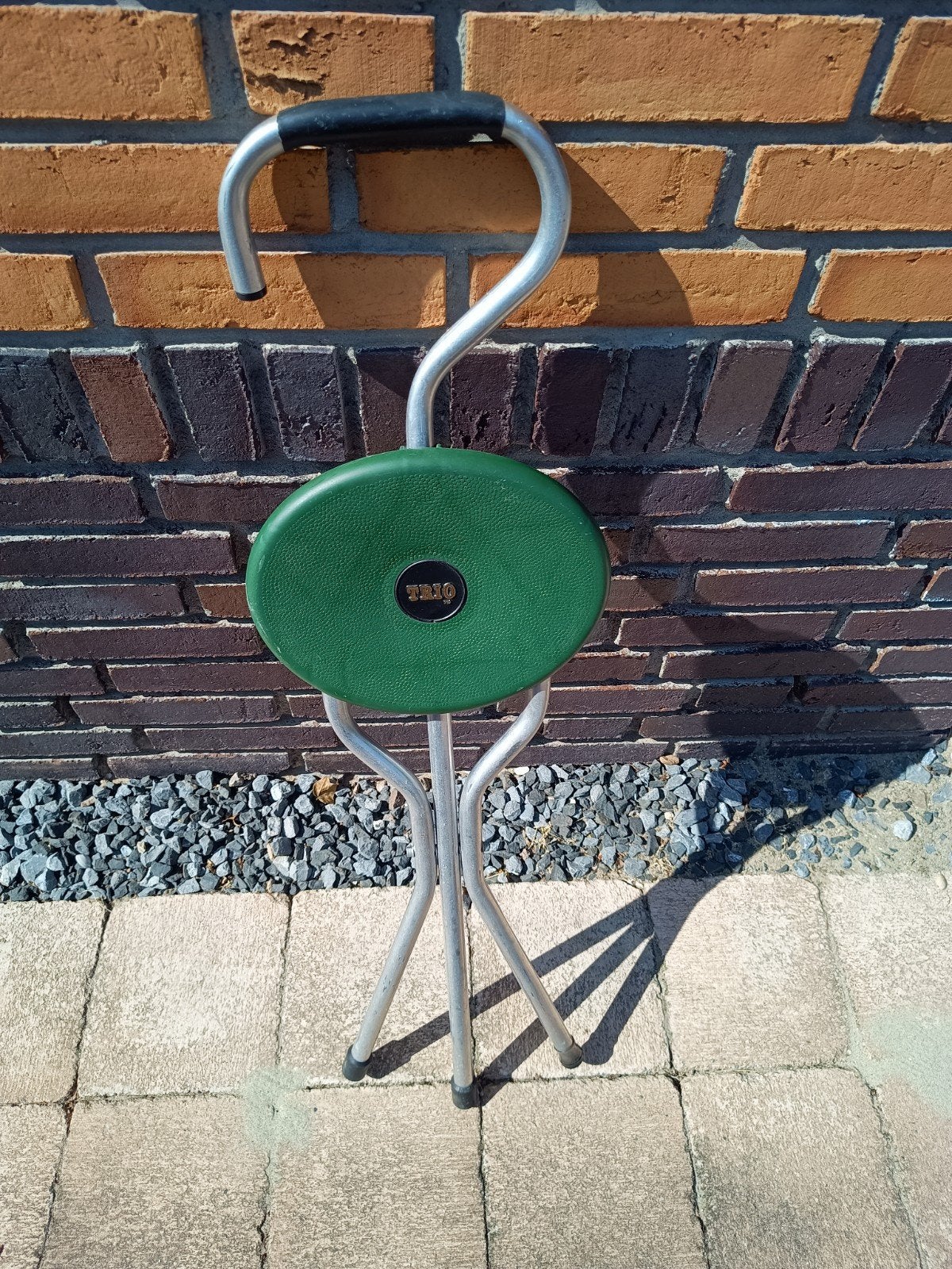 Degelijke Trio Popular wandelstok met opvouwbaar zitje, Ophalen, Opvouwbaar