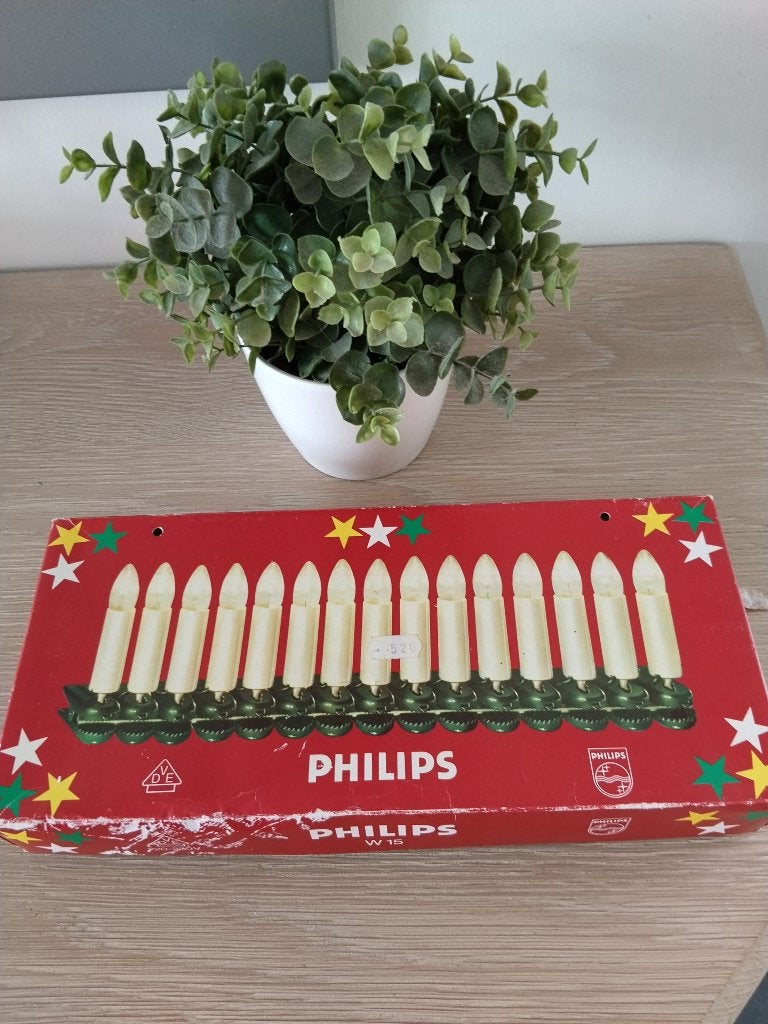 15 vintage gekleurde kerstboom lampjes Philips, Diversen, Ophalen of Verzenden, Zo goed als nieuw