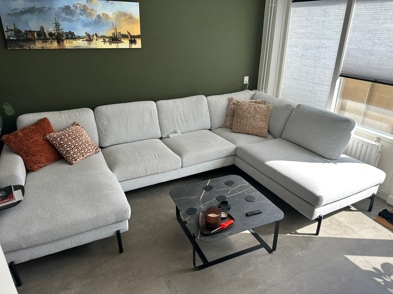 Montel bank dubbele hoek | Pocketvering | Vlekkergarantie, Ophalen, Zo goed als nieuw, 150 cm of meer, Vierpersoons of meer