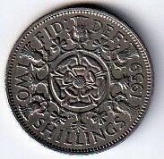 2  shilling  1959  Engeland. km. 906, Ophalen of Verzenden, Overige landen, Losse munt