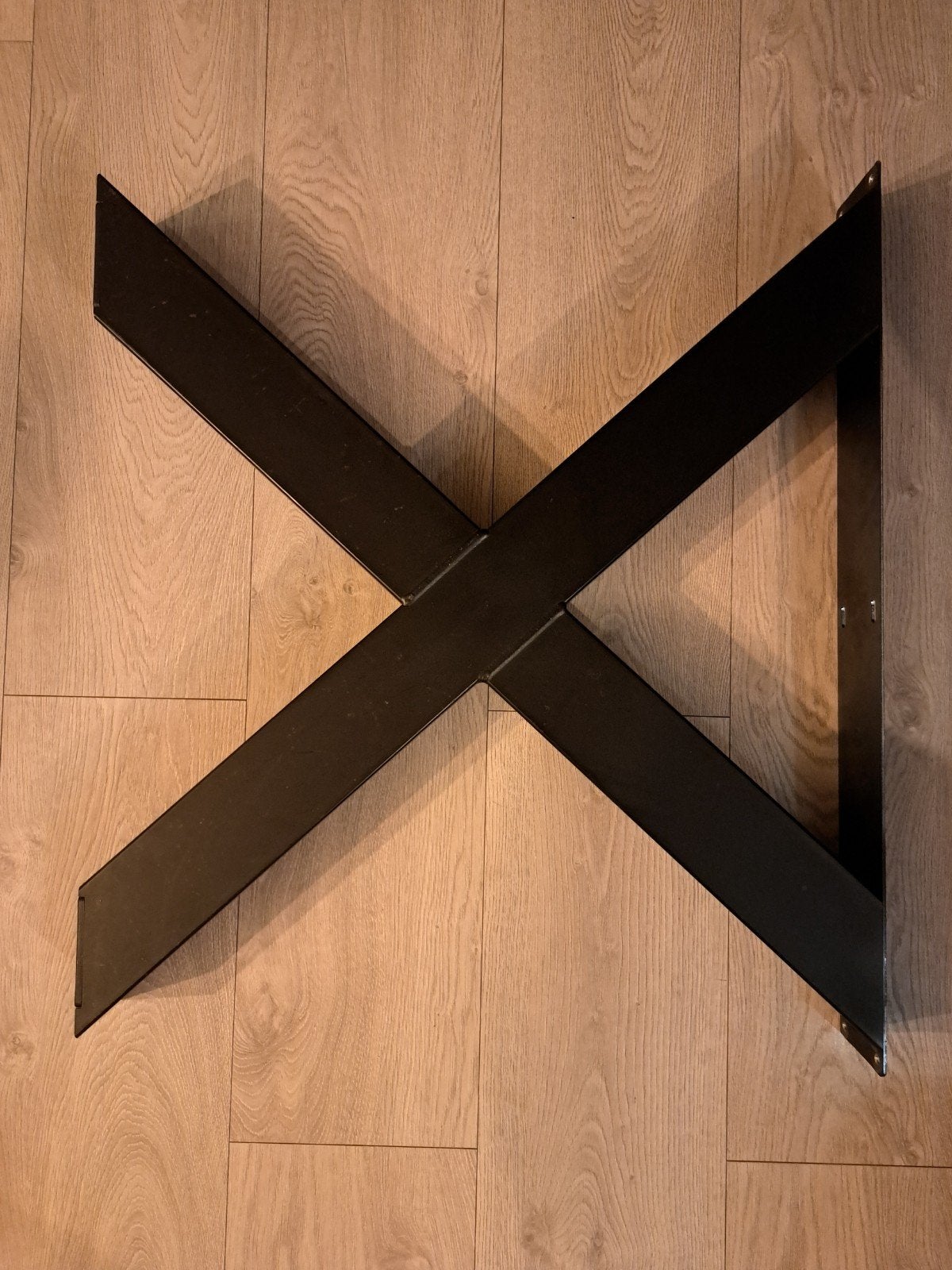 2x X-tafelpoot mat zwart staal 10x10cm koker 72cm hoog, Ophalen, Rond, 50 tot 100 cm, 50 tot 100 cm