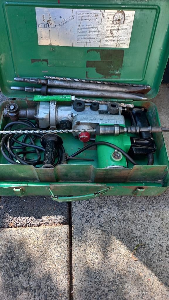 Hitachi Hak/Klopboormachine in metalen koffer, Boor- en/of Breekhamer, Ophalen of Verzenden, Klopboormechanisme, Gebruikt