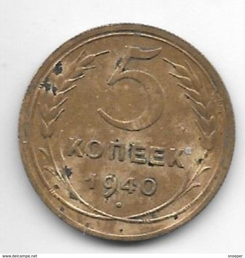 russia 5 kopeks 1940 km 108 vf+, Verzenden, Rusland, Losse munt