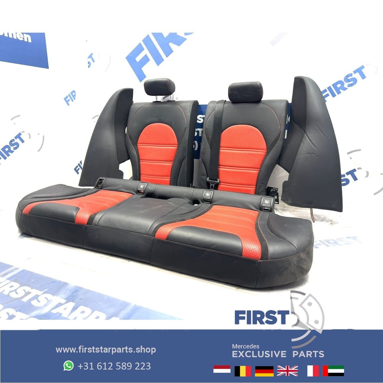 W205 ACHTERBANK + DEURPANELEN C63 AMG Mercedes C Klasse LEER, Auto-onderdelen, Interieur en Bekleding, Gebruikt, -, Ophalen of Verzenden