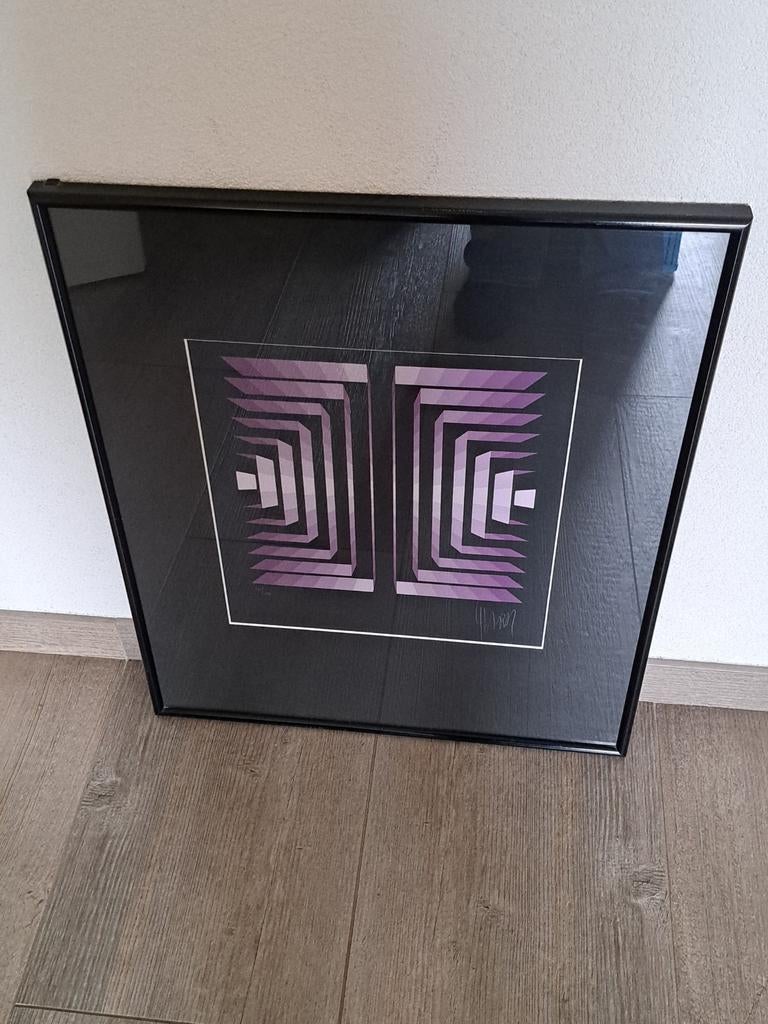 Gesigneerde en genummerde zeefdruk (45/190), Yvaral, 1985, Ophalen, Minder dan 50 cm, Zo goed als nieuw, Schilderij