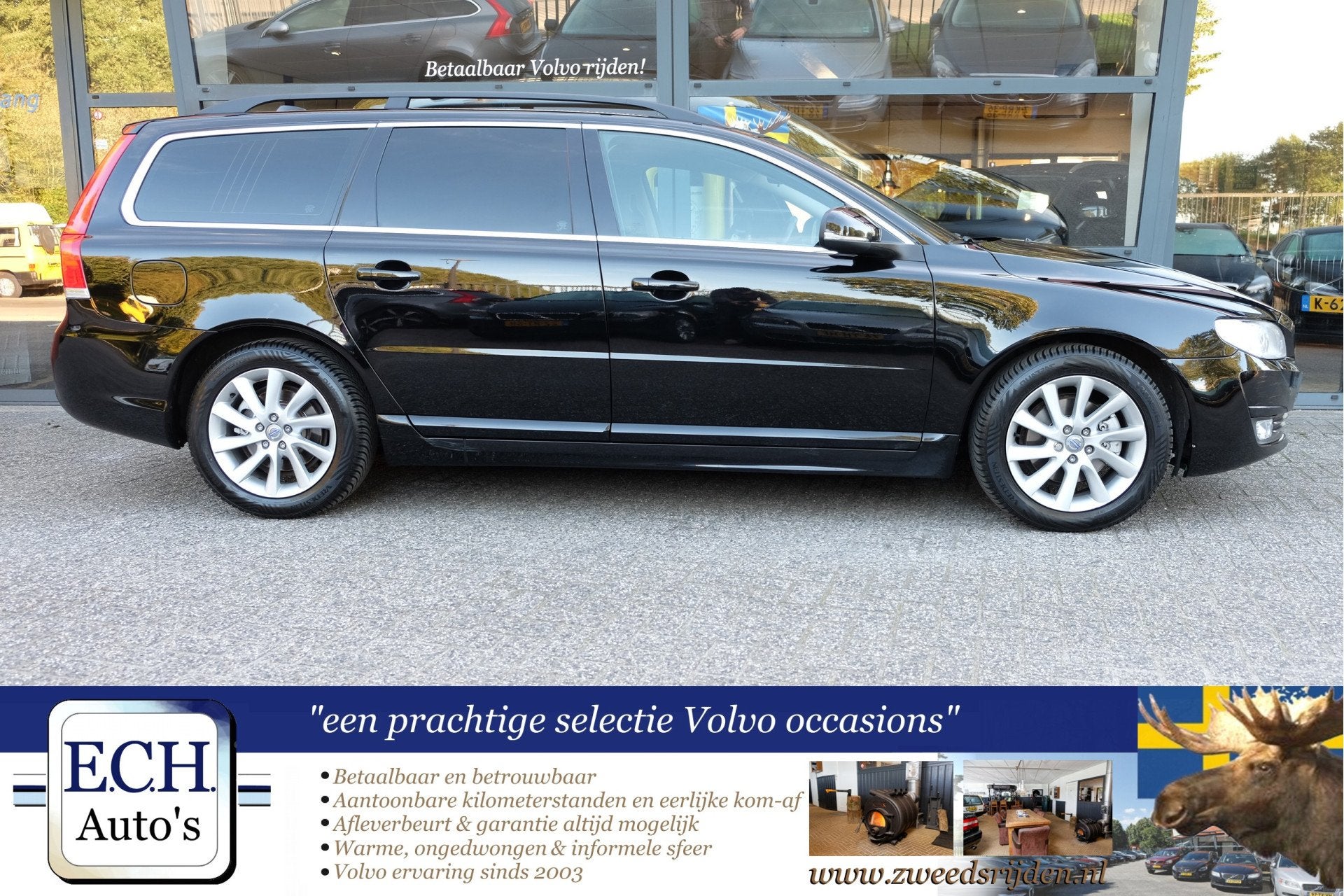 Volvo V70 2.0 T4 190 pk Aut. Adaptieve CC, Trekhaak, Stoelve, Auto's, Gebruikt, Leder en Stof, Zwart, V70