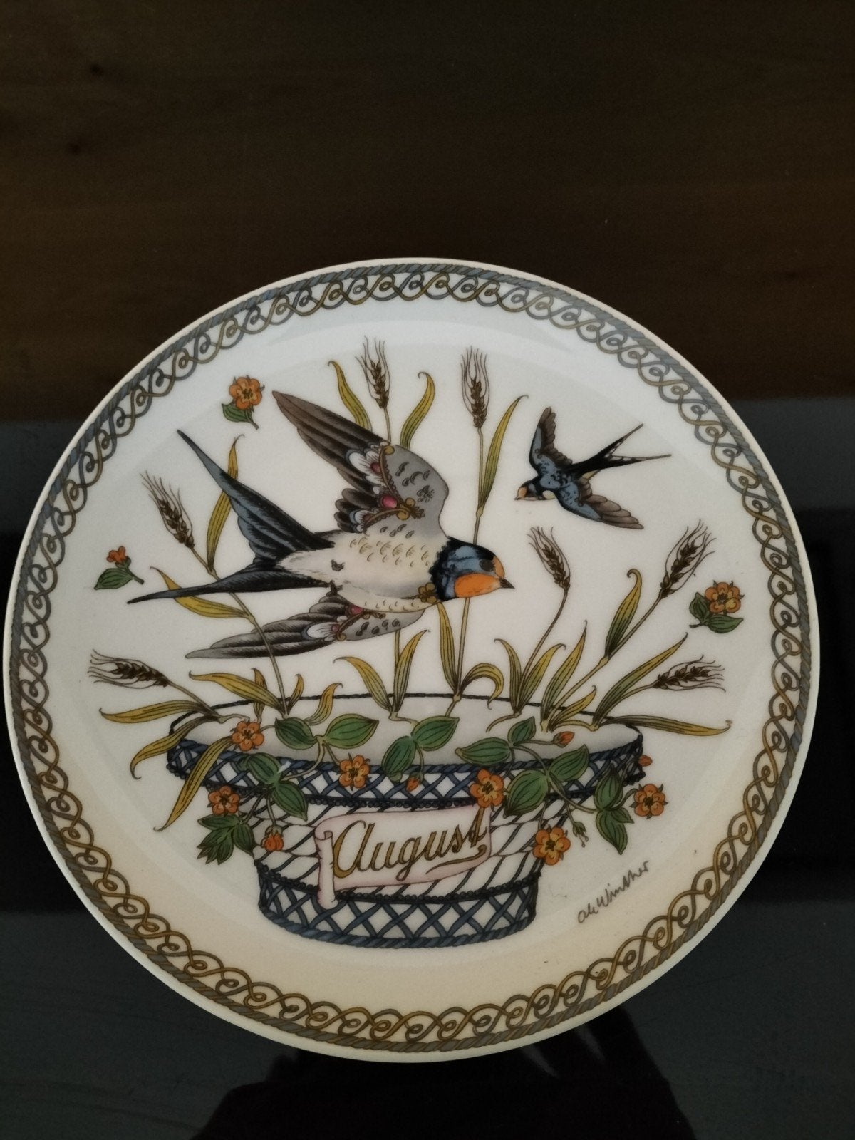 Augustus Zwaluwen Sierbord - Decoratief Wandbord, Antiek en Kunst, Ophalen of Verzenden