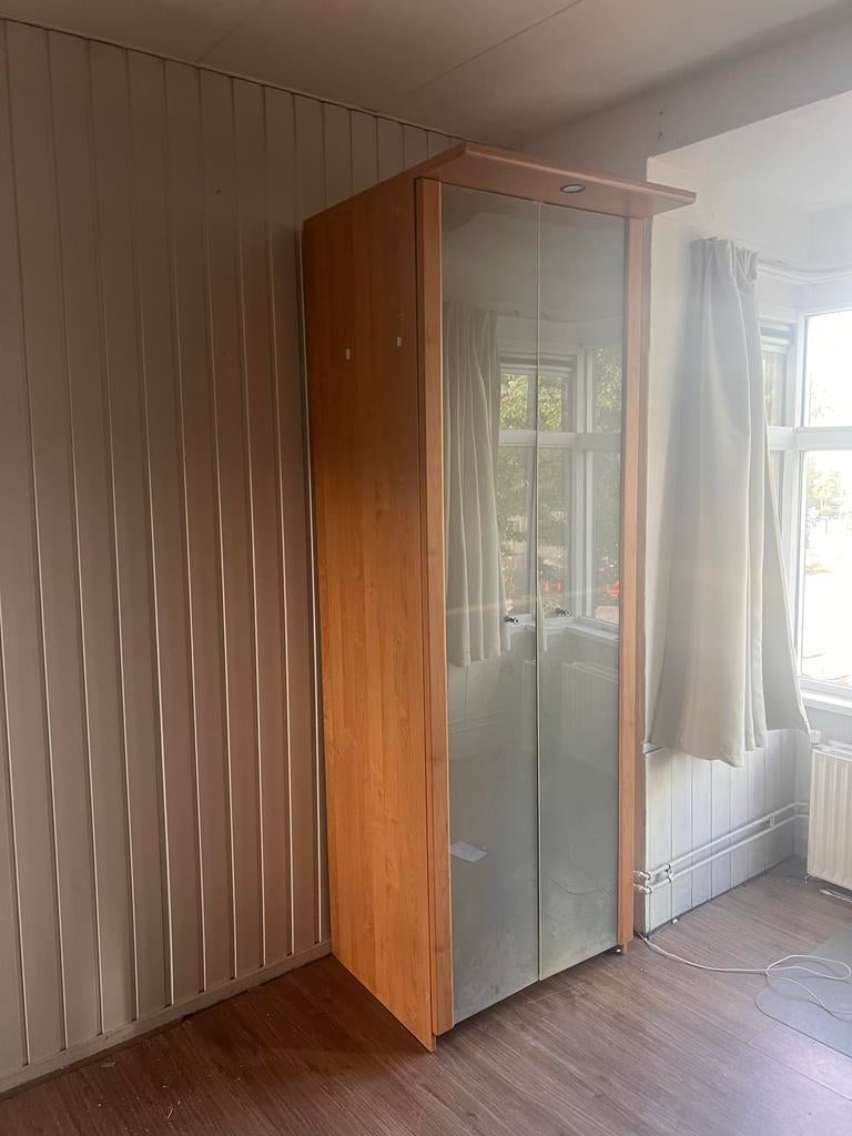 IKEA PAX Kledingkast met glazen deuren en hangruimte, Ophalen, 50 tot 100 cm, Zo goed als nieuw, 150 tot 200 cm