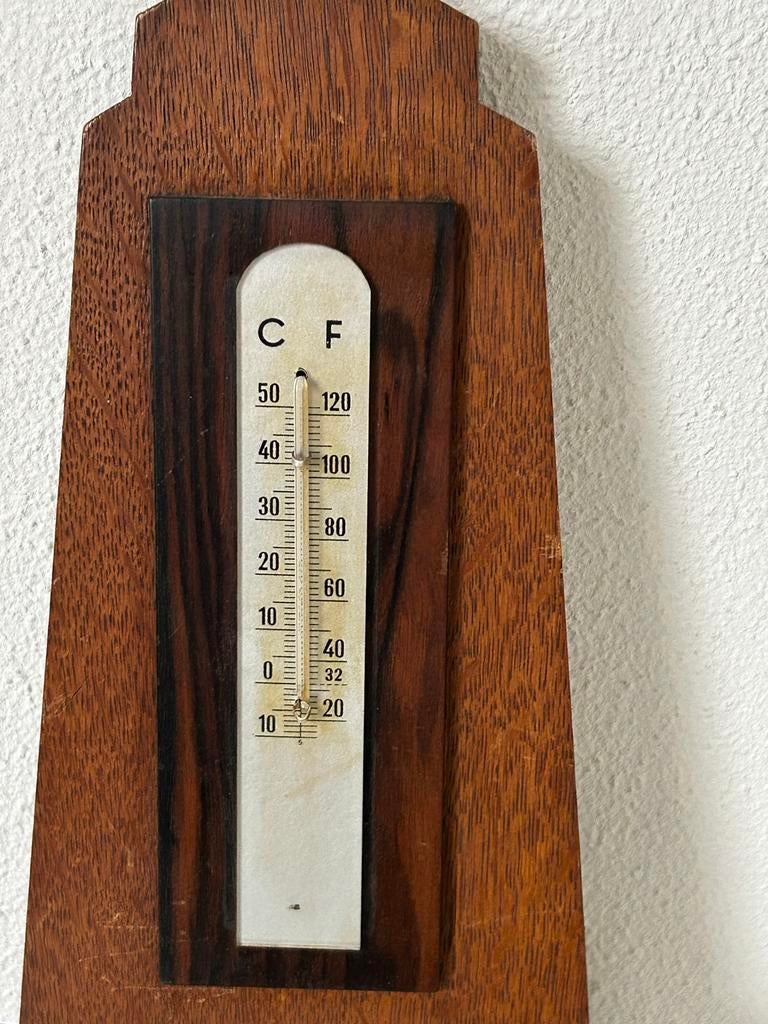 Amsterdamse School Art Deco Barometer/Thermometer, Ophalen of Verzenden, Gebruikt, Weerstation