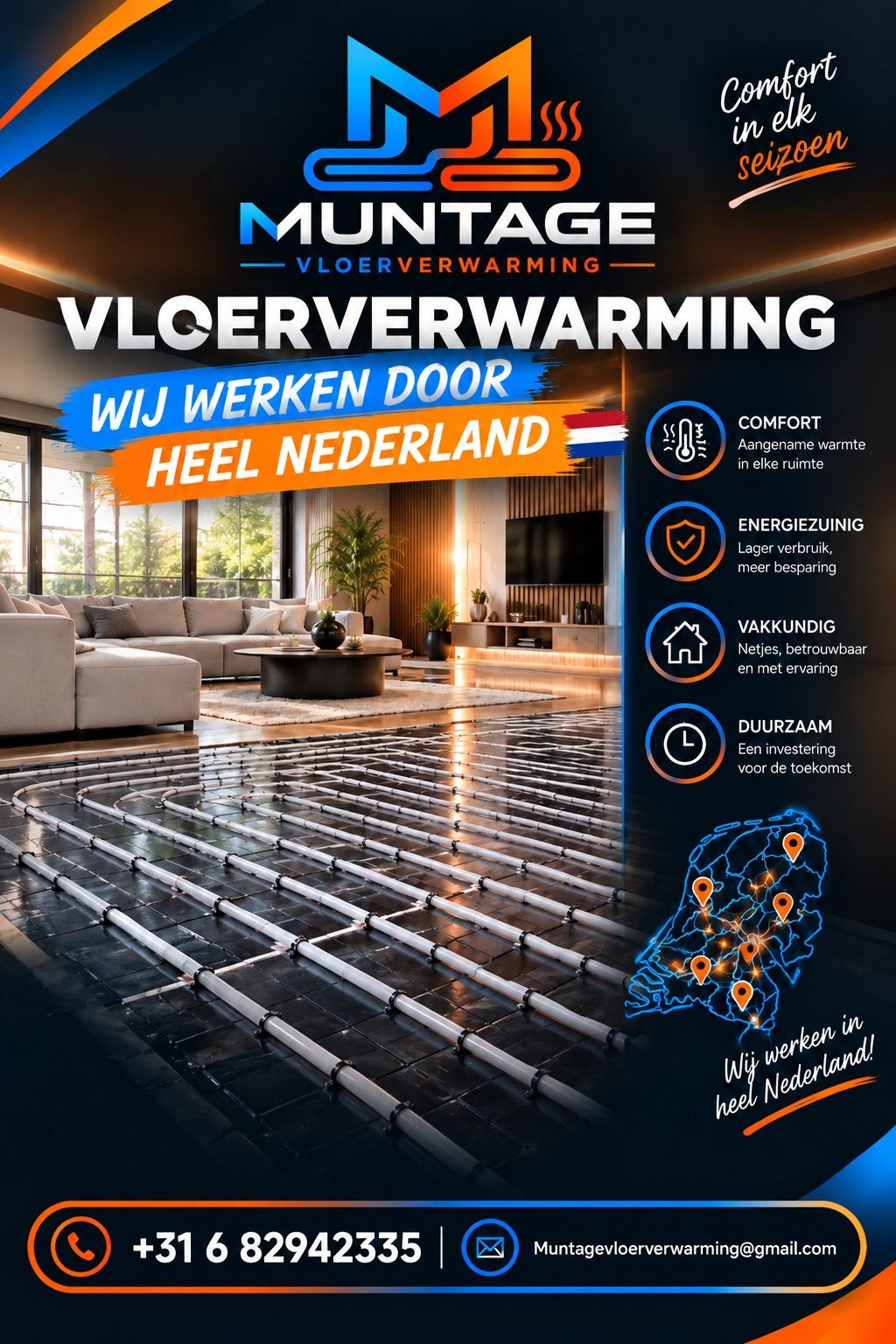 VLOERVERWARMING, Ophalen, Minder dan 30 cm, Overige typen, Nieuw