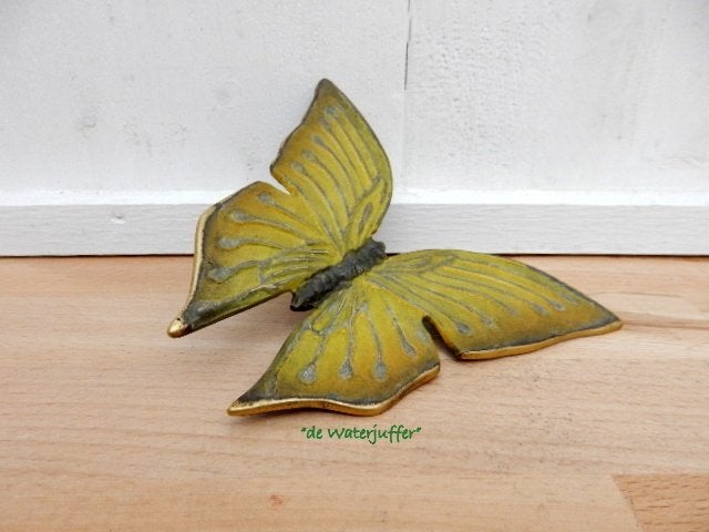 203* Bronzen vlinder Platina (Boven €75 geen verzendkosten), Ophalen of Verzenden, Nieuw, Overige materialen, Dierenbeeld