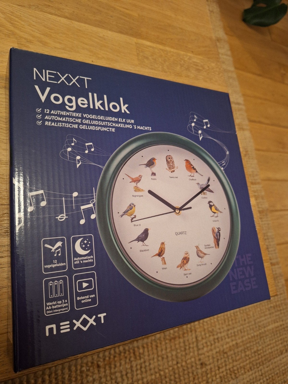 NEXXXT Vogelklok  25 cm- Wandklok met 12  vogelgeluiden, Huis en Inrichting, Ophalen of Verzenden, Nieuw, Vogelgeluiden