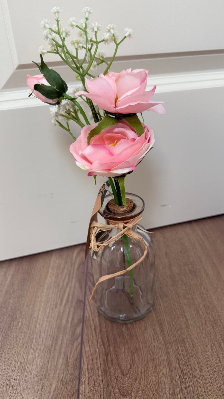 Vaasje met kunstbloemen, Binnen, Roze, 32 cm, Nieuw