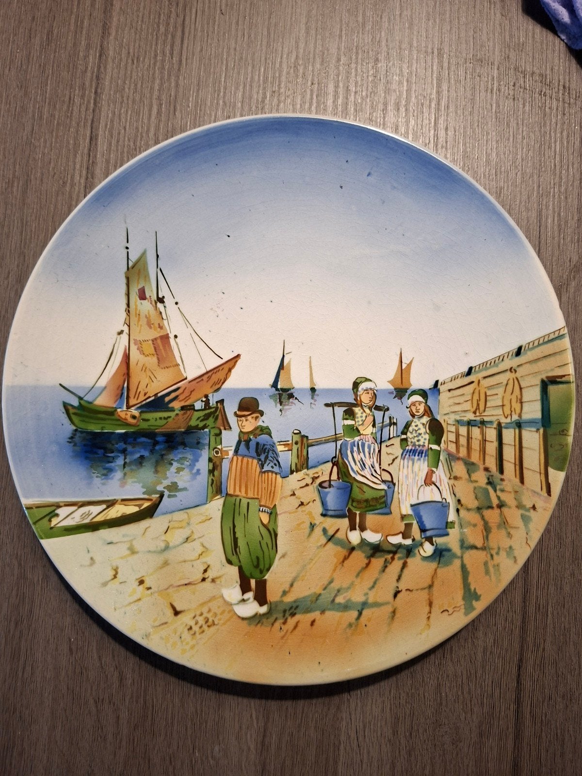 Decoratief bord met Hollands tafereel - Vissersdorp, Ophalen of Verzenden