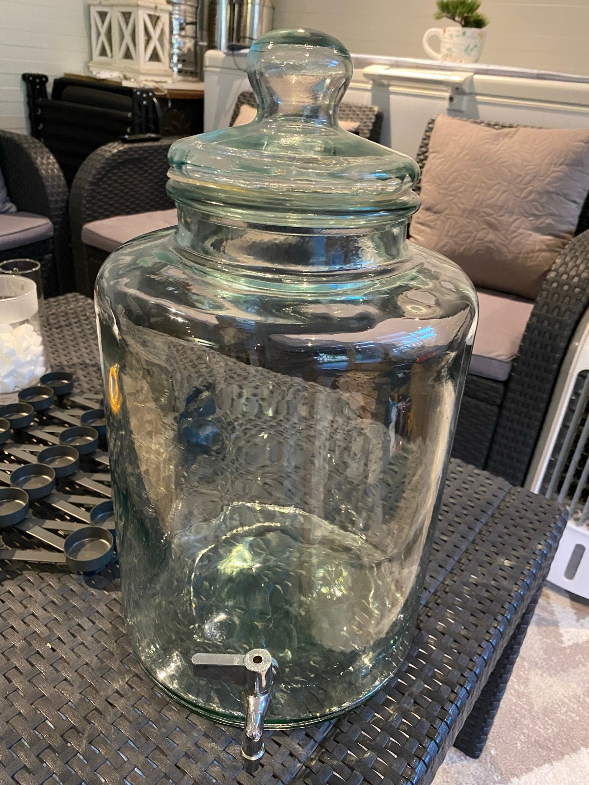 Dikke glazen drankdispenser met metalen kraantje, nieuw, Ophalen, Nieuw, Glas