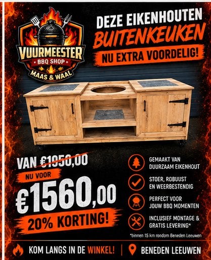 Eikenhouten buitenkeuken XXL – Kamado BBQ – NU €1560, Ophalen, Nieuw, Houtskool