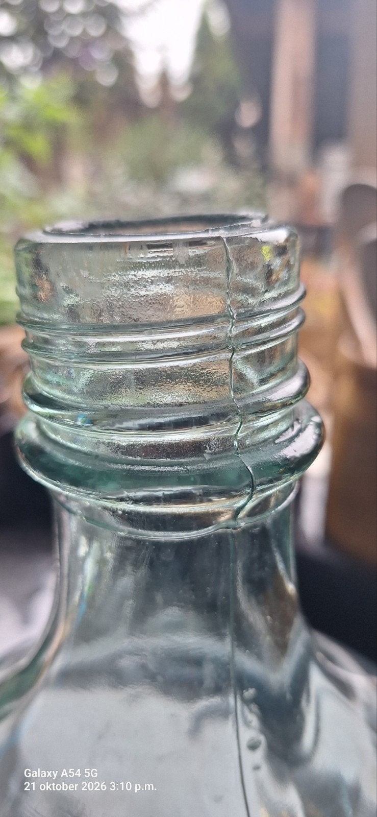 Mooie glazen bolle fles - 38 cm hoog, 18 cm doorsnede, Antiek en Kunst, Ophalen of Verzenden
