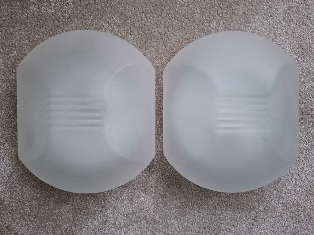 Mooie plafondlampen frosted glas (twee stuks), Ophalen, Gebruikt, Glas