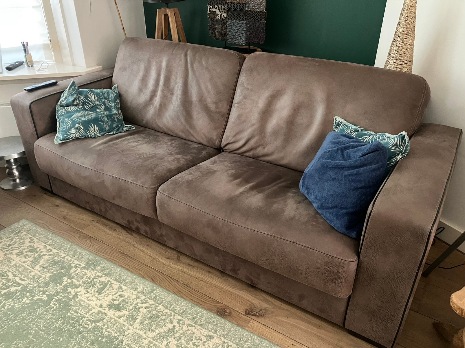 2,5 zits bank met hocker, Ophalen, Driepersoons, 75 tot 100 cm, Zo goed als nieuw