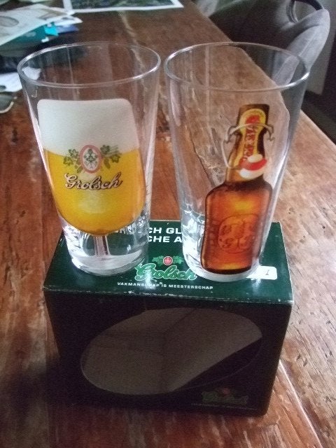 Grolsch glazenset (nr.1) 2 stuk, Ophalen of Verzenden, Nieuw, Glas of Glazen, Grolsch