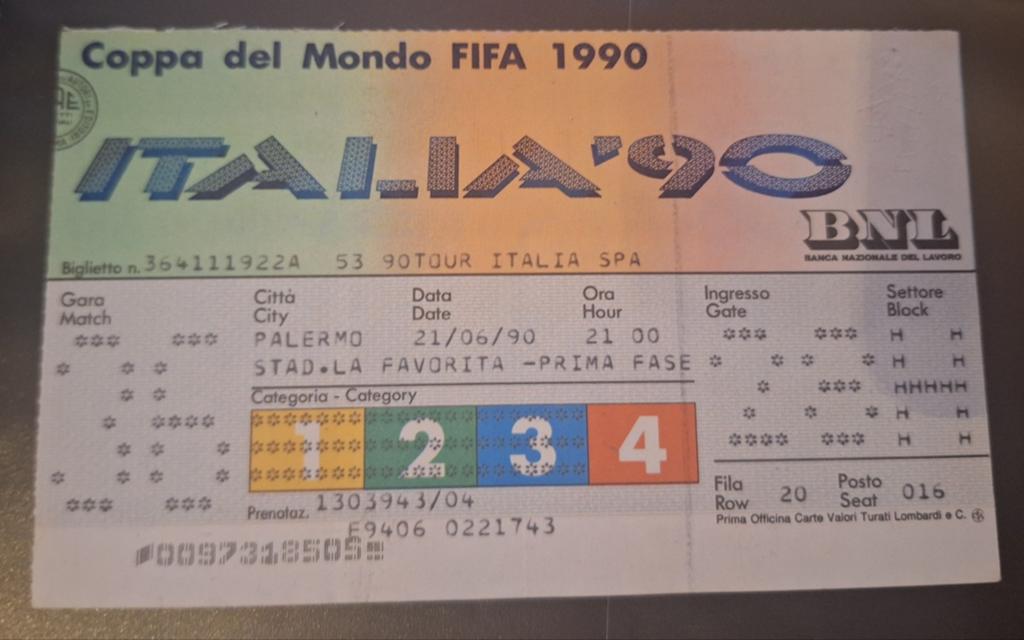 TICKET WK 90 Nederland v Ierland, Ophalen of Verzenden, Zo goed als nieuw, Overige binnenlandse clubs, Overige typen