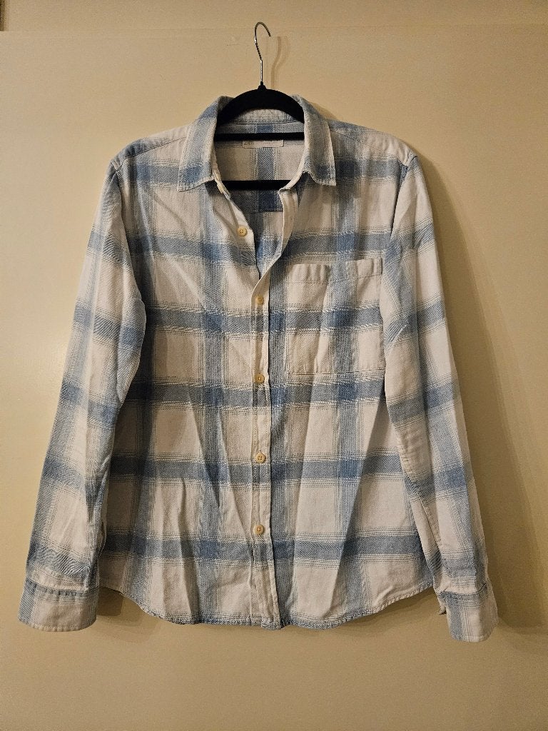 ZARA geruit overhemd/blouse lichtblauw-crème mt 164, Jongen of Meisje, Overhemd of Blouse, Ophalen of Verzenden, Zo goed als nieuw