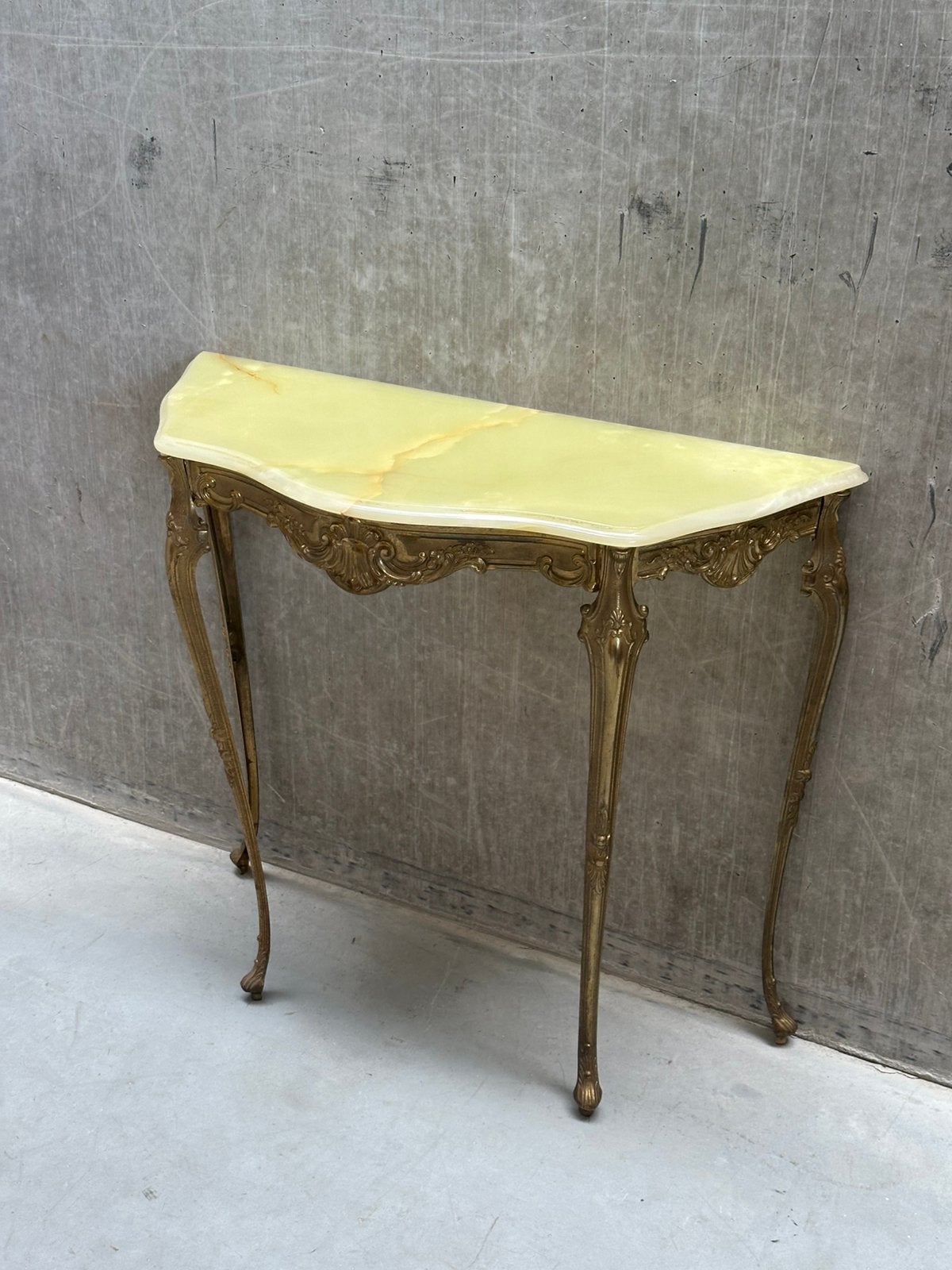 Franse consoletafel van messing en marmer, Antiek en Kunst, Antiek | Woonaccessoires, Ophalen
