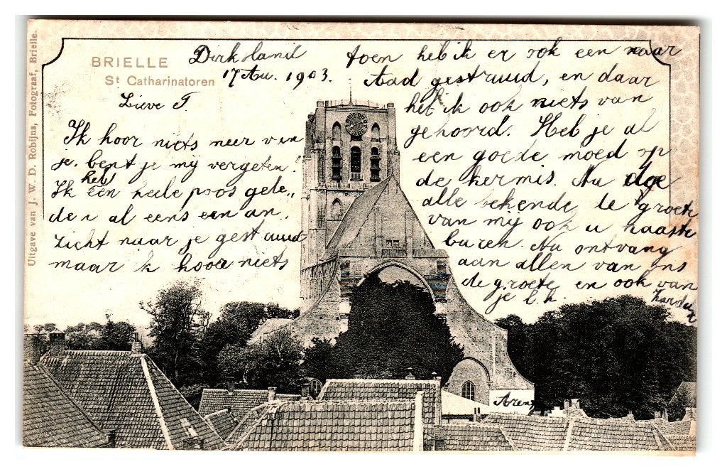 Brielle, St.Catharinatoren, Verzenden, Voor 1920, Gelopen, Zuid-Holland